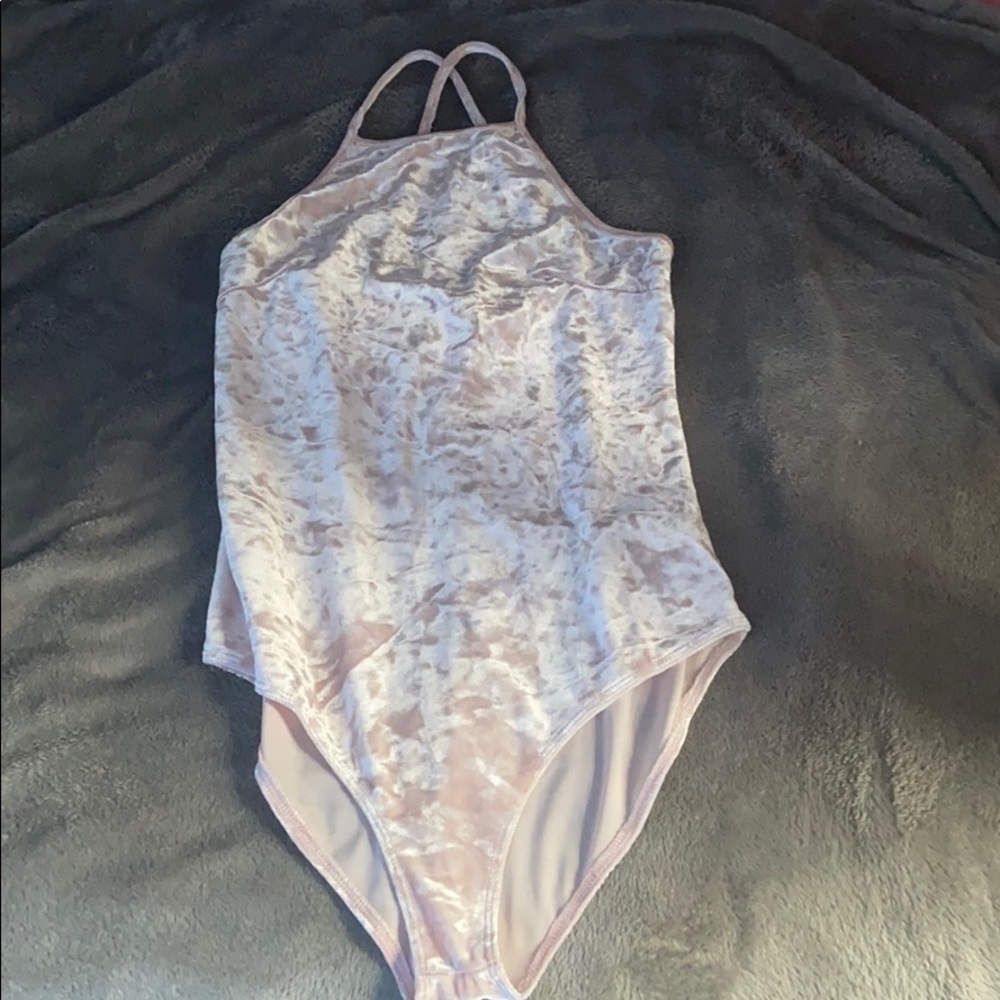 Super Cute Forever 21 Pink Velvet Bodysuit